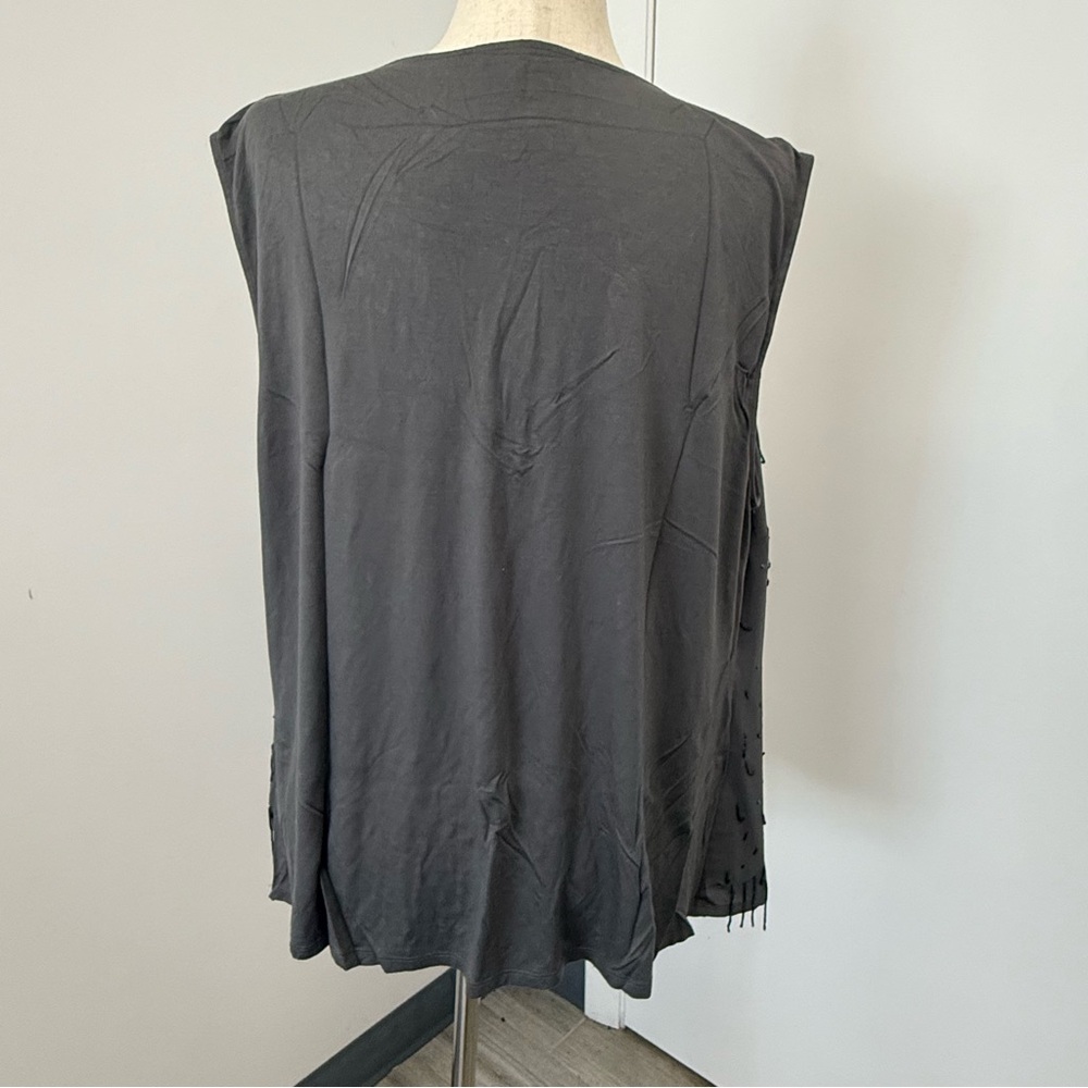 JONES NEW YORK‎ Beaded Sequined Dressy Sleeveless Plus Size Top 18W Blouse GRAY - Picture 9 of 15